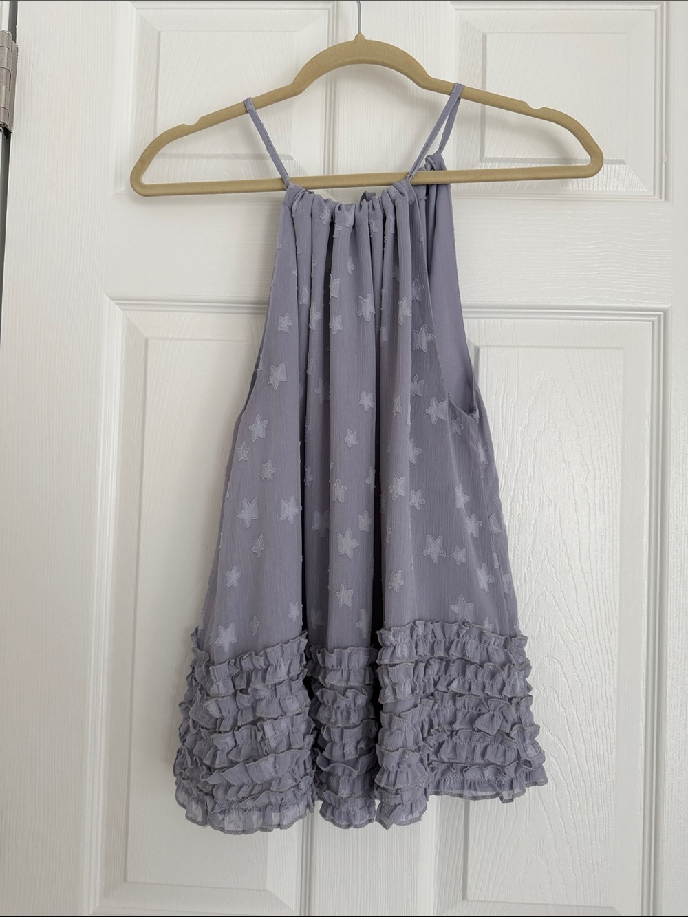 entro Lavender Star Ruffle Halter blouse